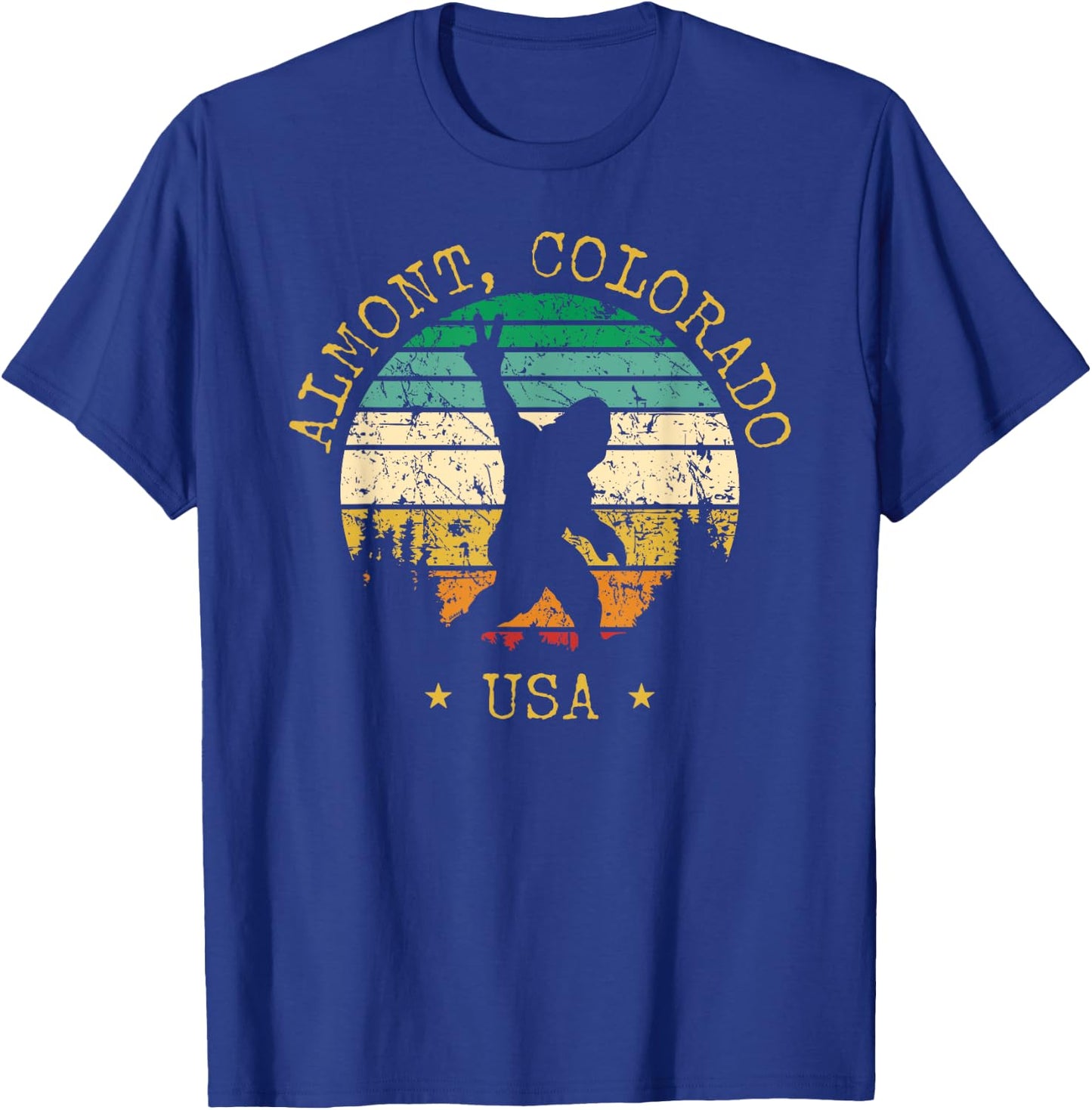 Almont Colorado USA Sasquatch Peace Sign Bigfoot Design T-Shirt - T-Shirt | Royal