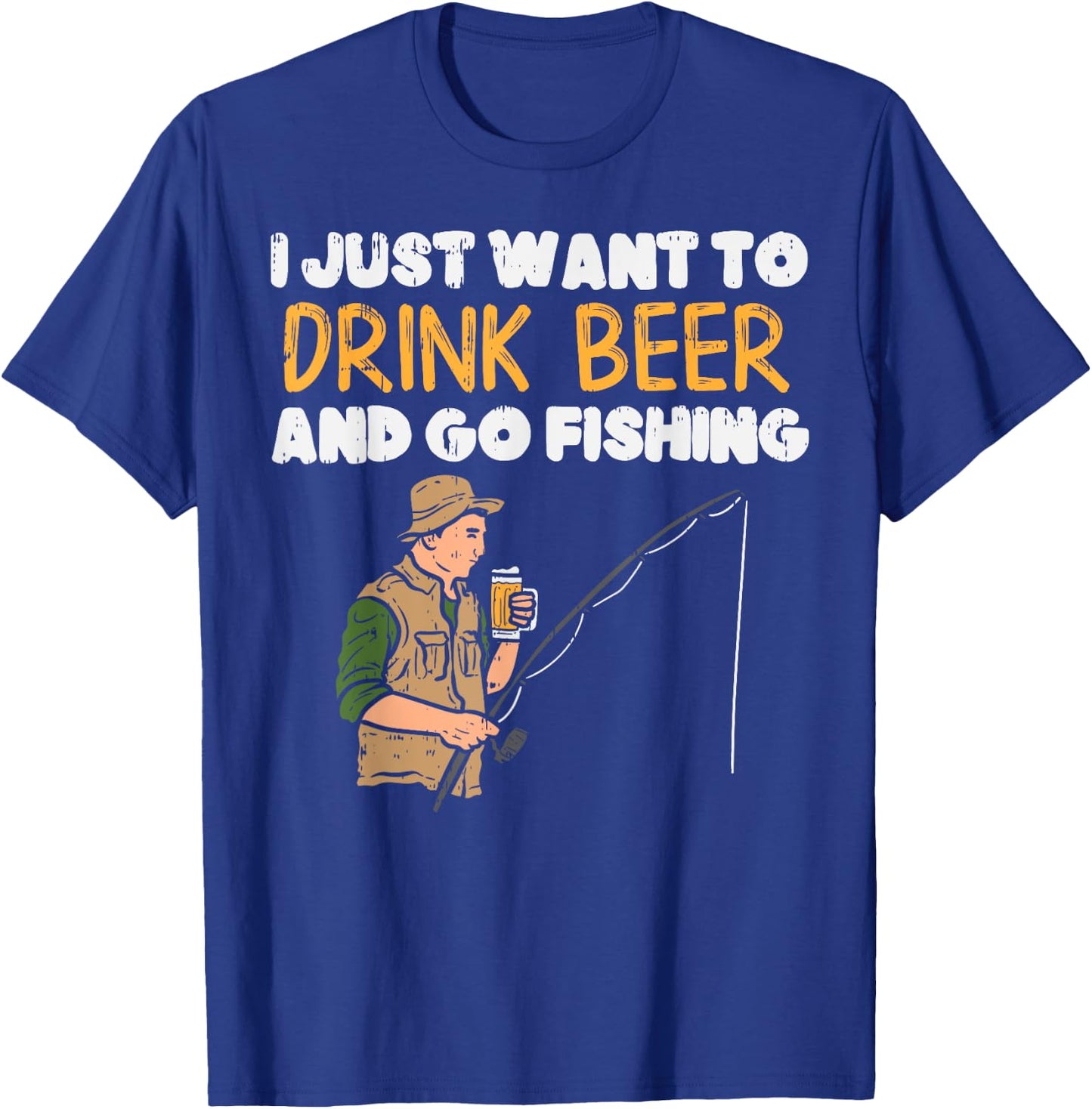 Drink Beer Go Fishing Funny Drinking Fisherman Angler Gift T-Shirt - T-Shirt | Royal