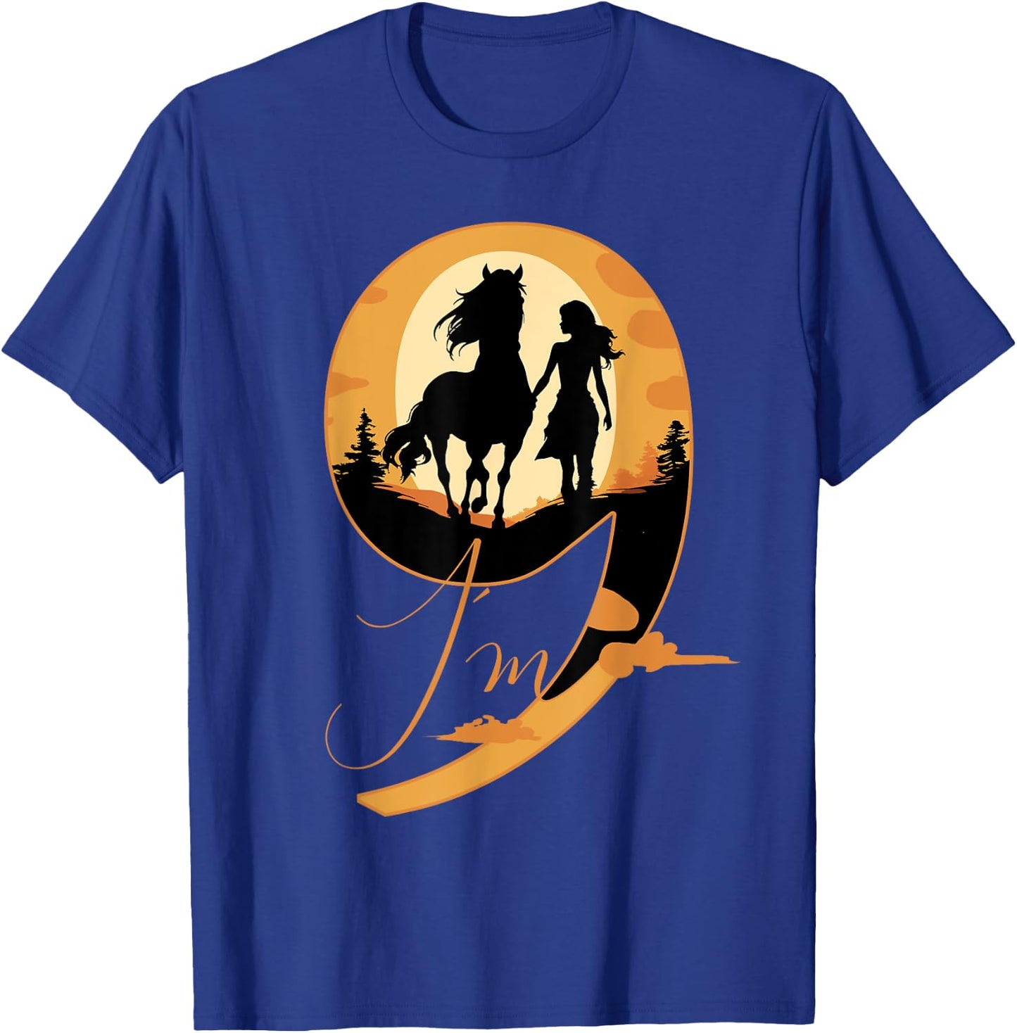 9th Birthday Horse 9 Years Girls Horses Rider T-Shirt - T-Shirt | Royal