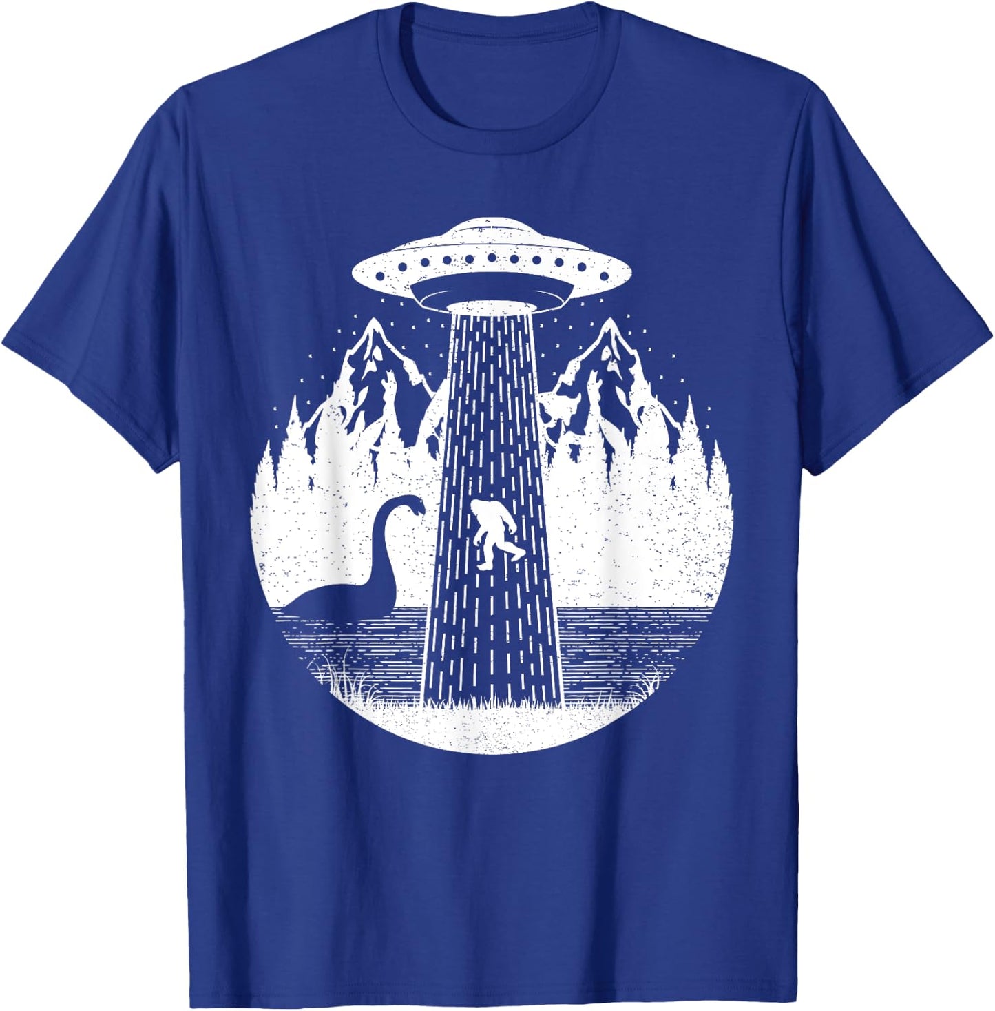 Bigfoot Ufo Abduction Funny Sasquatch Loch Ness Monster T-Shirt - T-Shirt | Royal