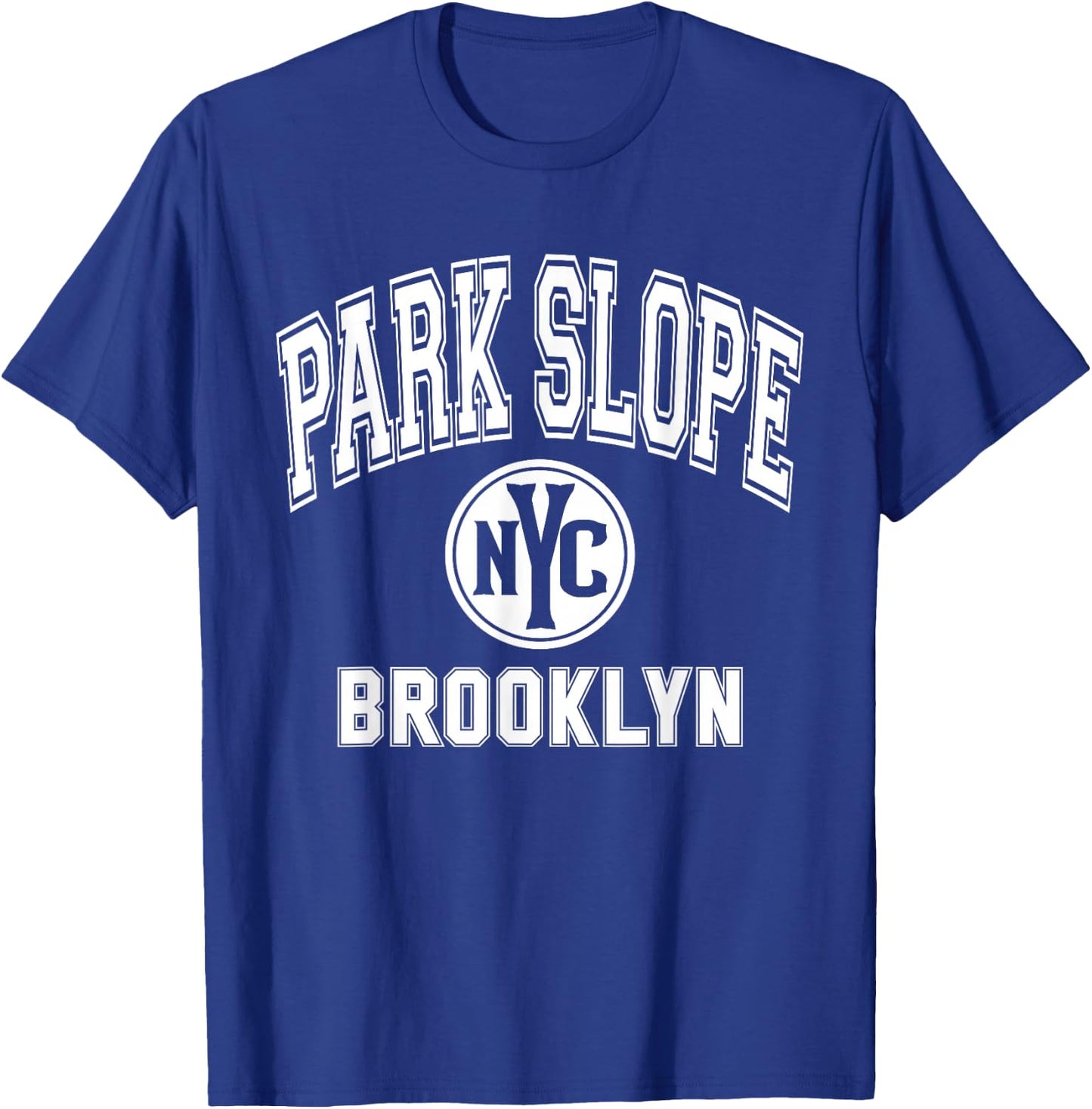 Park Slope Brooklyn Text NYC Circle White Print T-Shirt - T-Shirt | Royal
