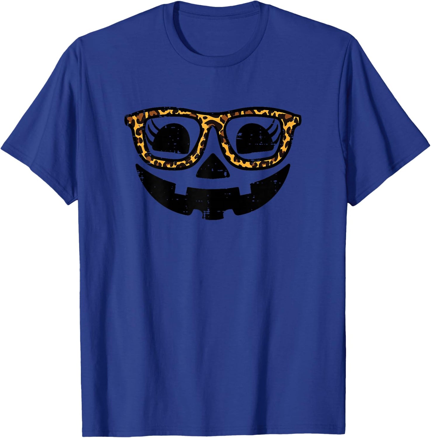 Halloween Pumpkin Face Glasses Costume Women Girls Kids Teen T-Shirt - T-Shirt | Royal