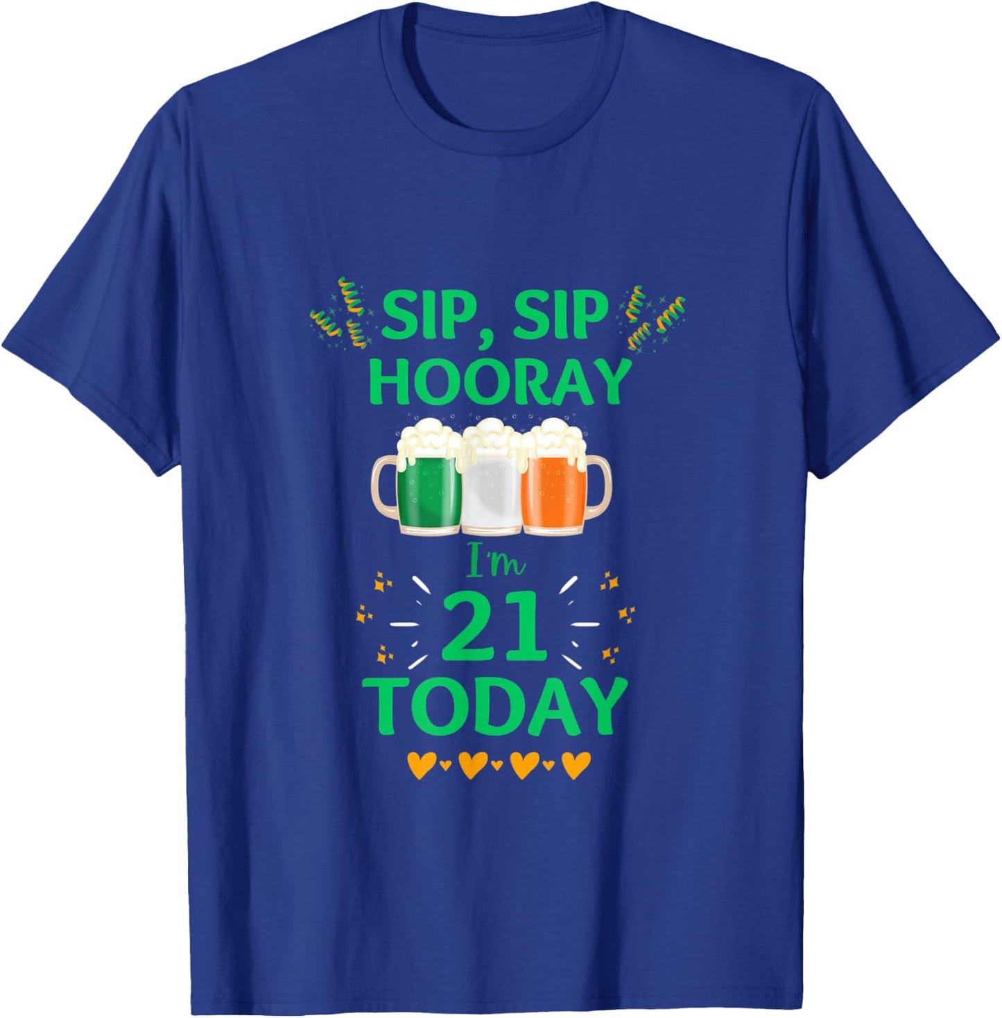 March 17th St. Patrick's Day 21st Birthday I'm 21 Irish Flag T-Shirt - T-Shirt | Royal