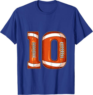 10th Birthday Football T-Shirt - T-Shirt | Royal