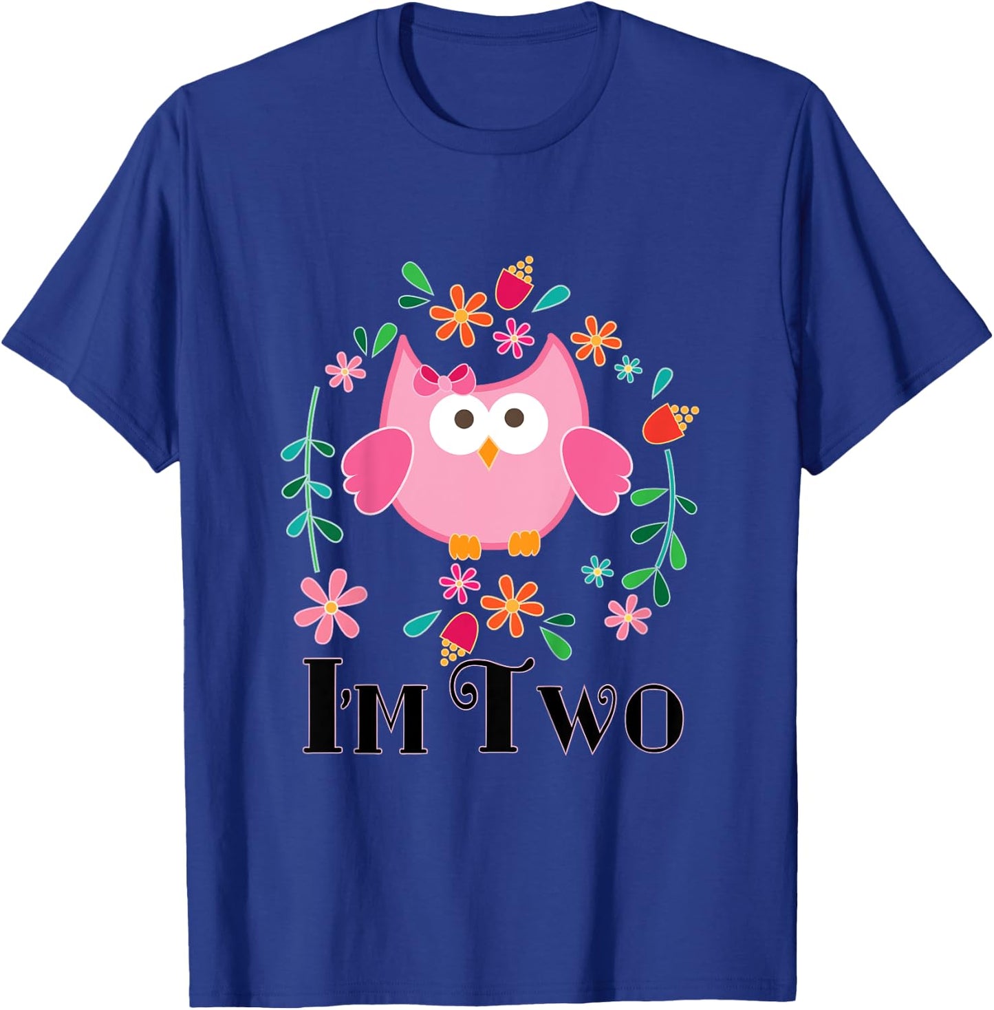 Kids 2nd Birthday Cute Owl 2 Year Old Girl T-Shirt - T-Shirt | Royal