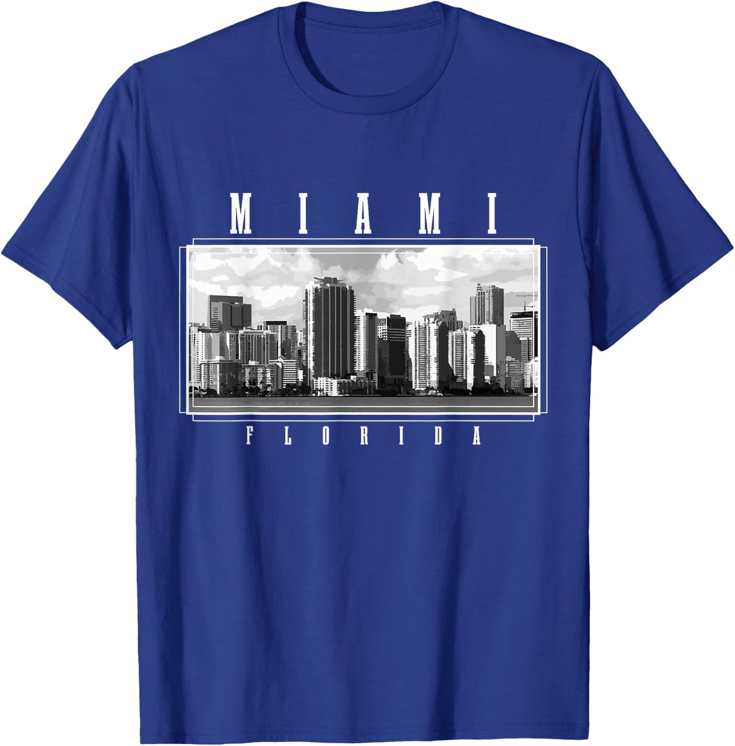 Miami Skyline Florida Pride Vintage Miami T-Shirt - T-Shirt | Royal