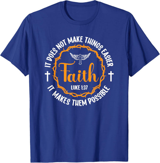 Faith Luke 1:37 Religion Christ Bible T-Shirt - T-Shirt | Royal