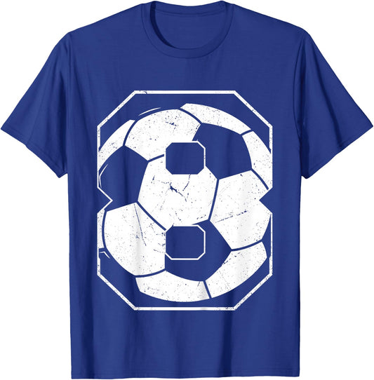 Kids 8th Birthday Boy Soccer Player Football 8 Years Old T-Shirt - T-Shirt | Royal