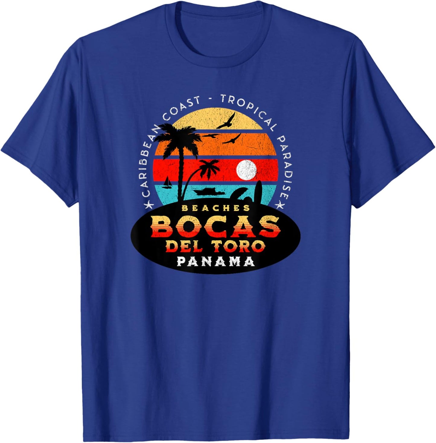 Bocas del Toro Panama Tropical Beach Sunset Design T-Shirt - T-Shirt | Royal