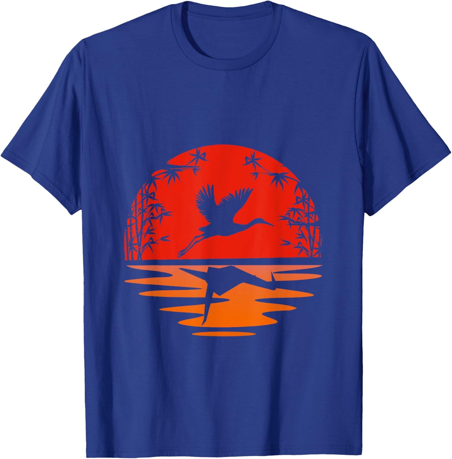 Kranich Mountain Japanese Mountains Natural Stork Bird Origami T-Shirt - T-Shirt | Royal