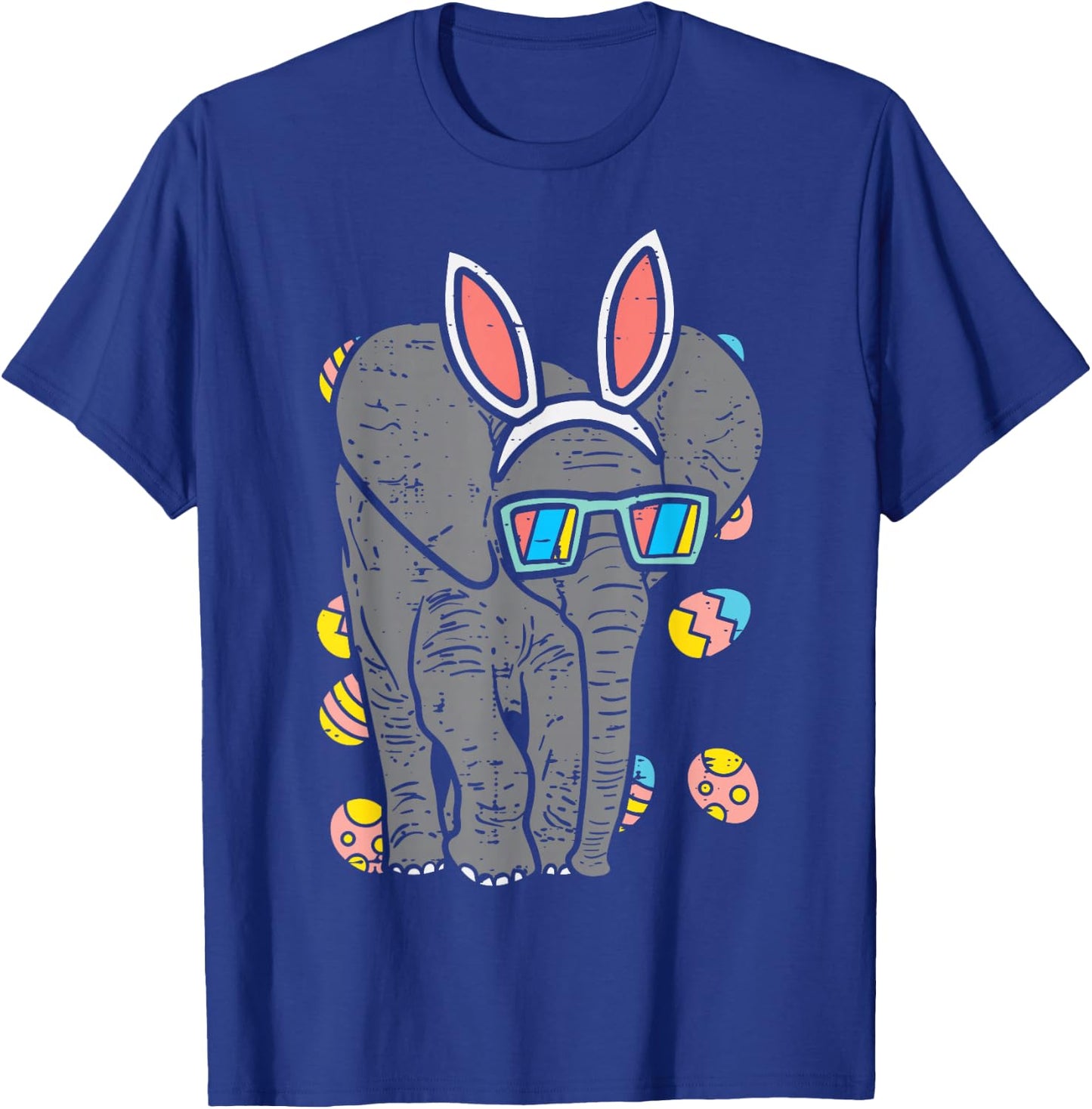 Elephant Bunny Ears Glasses Eggs Easter Day Animal Lover T-Shirt - T-Shirt | Royal