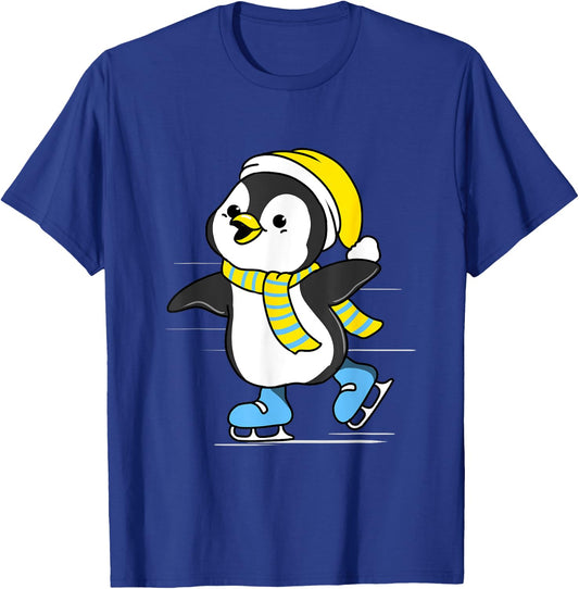 Penguin Ice Skating T-Shirt - T-Shirt | Royal