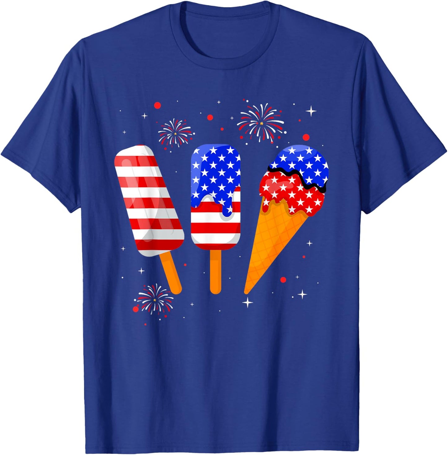 4th of July Popsicle American Flag Patriotic Summer Boy Girl T-Shirt - T-Shirt | Royal