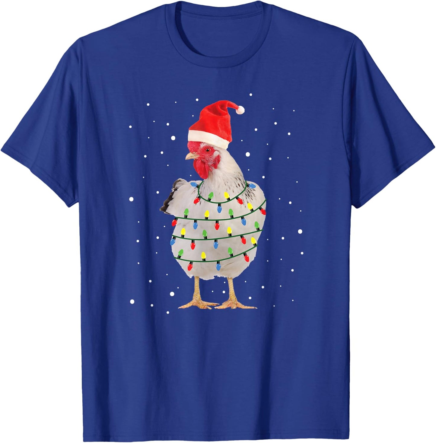 Chicken Christmas Chicken Santa Hat Lights T-Shirt - T-Shirt | Royal