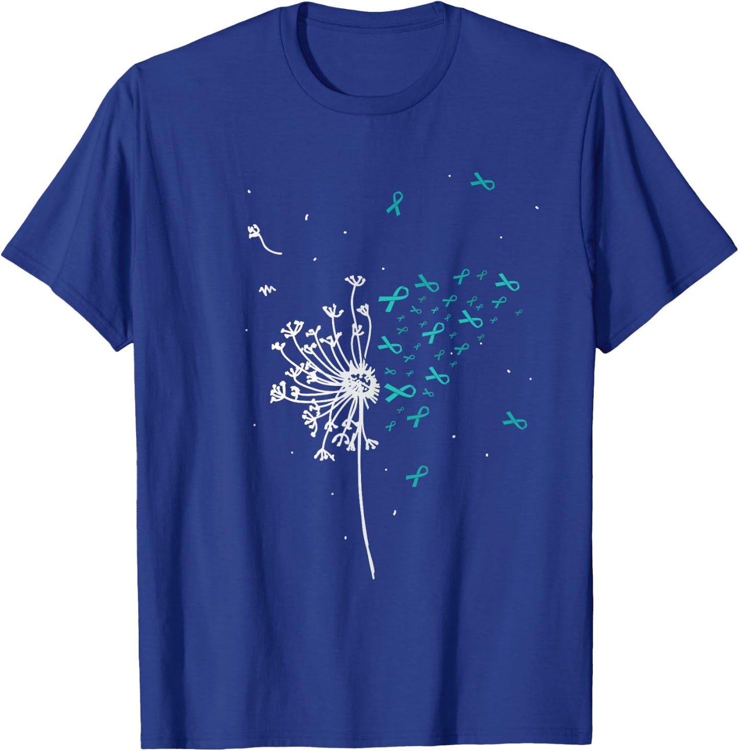 Dandelion Teal Ribbon Cool Ovarian Cancer Awareness Gifts T-Shirt - T-Shirt | Royal