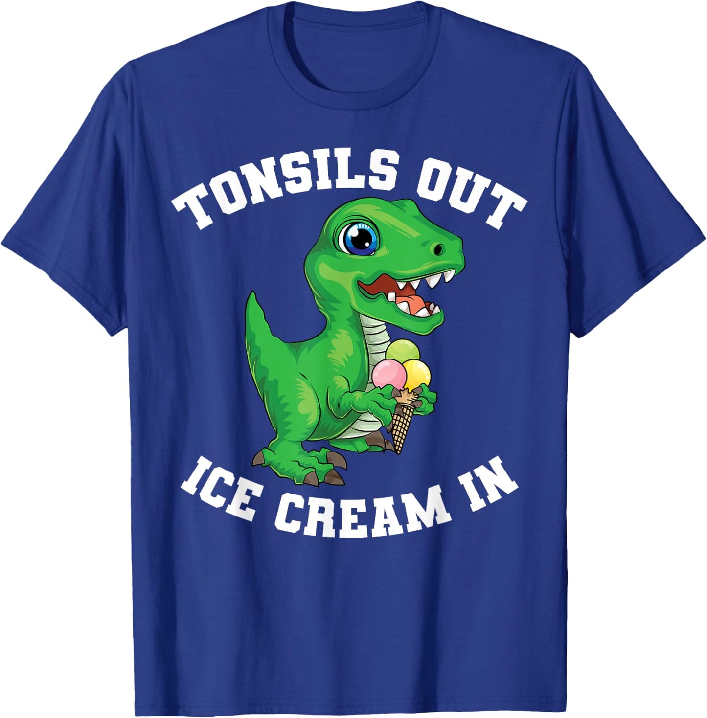 Get Well Gifts Kids Tonsils Dinosaur Tonsillectomy Surgery T-Shirt - T-Shirt | Royal