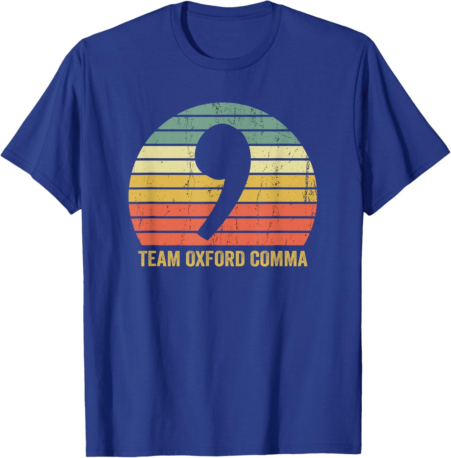 Vintage Team Oxford Comma Grammar Police English Nerd Gift T-Shirt - T-Shirt | Royal