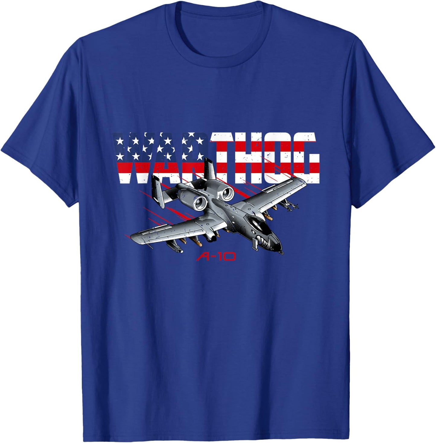Military Airplane A-10 Warthog American Flag T-Shirt - T-Shirt | Royal