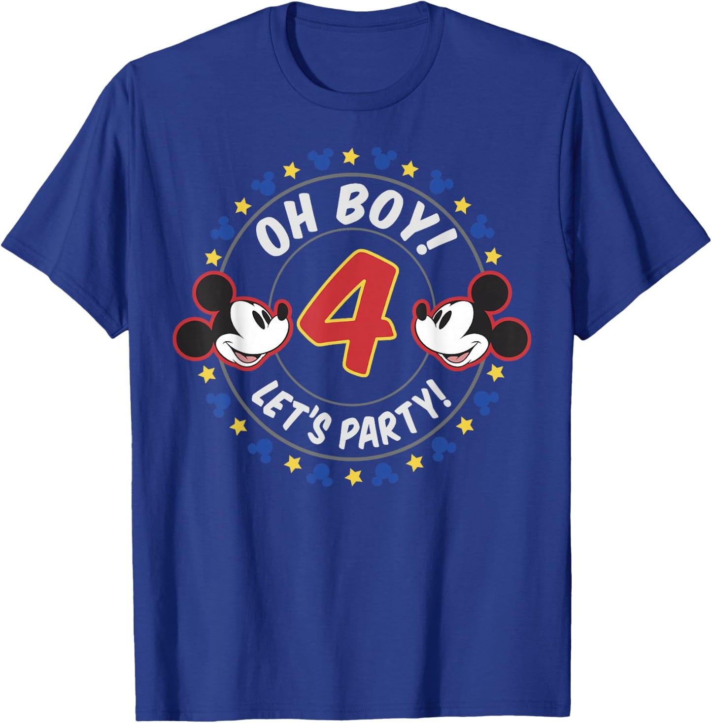 Disney Mickey And Friends Oh Boy Let's Party 4th Birthday T-Shirt - T-Shirt | Royal