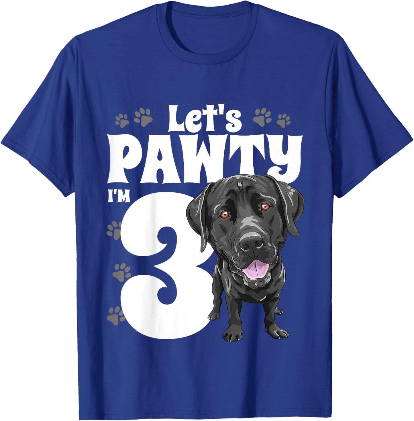 3 Year Old Black Lab Dog Birthday Pawty Labrador 3rd Gift Kids T-Shirt - T-Shirt | Royal
