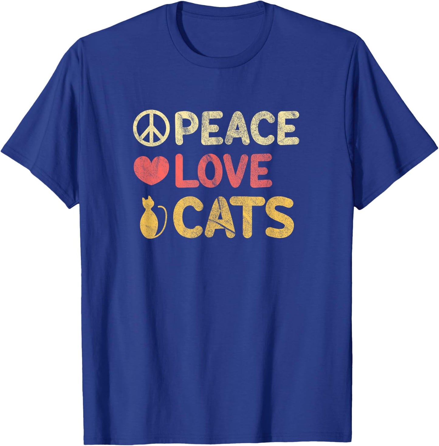 Peace Love Cats Funny Cat Lover Gift Women Girls Kids T-Shirt - T-Shirt | Royal