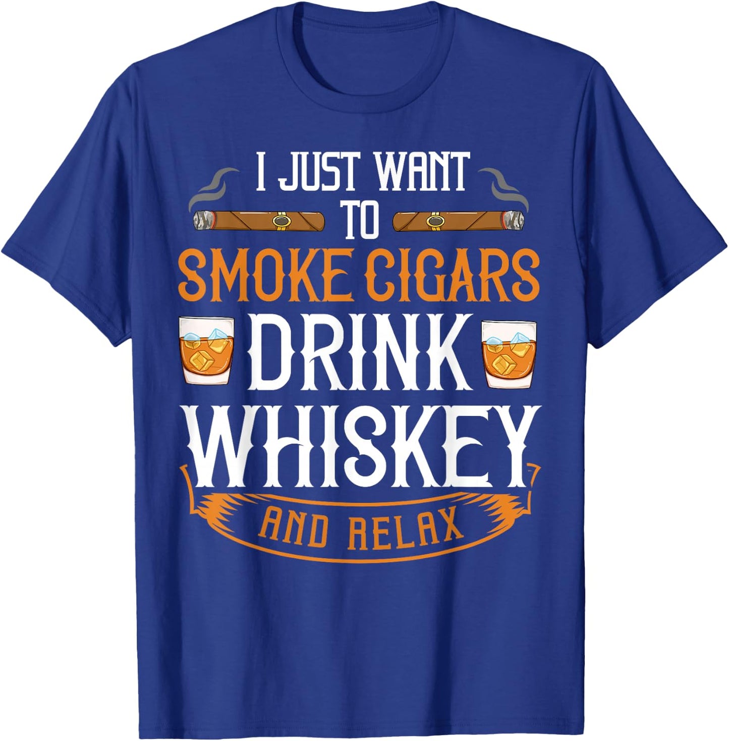 Cuban Cigar Whiskey Scotch Drinker T-Shirt - T-Shirt | Royal