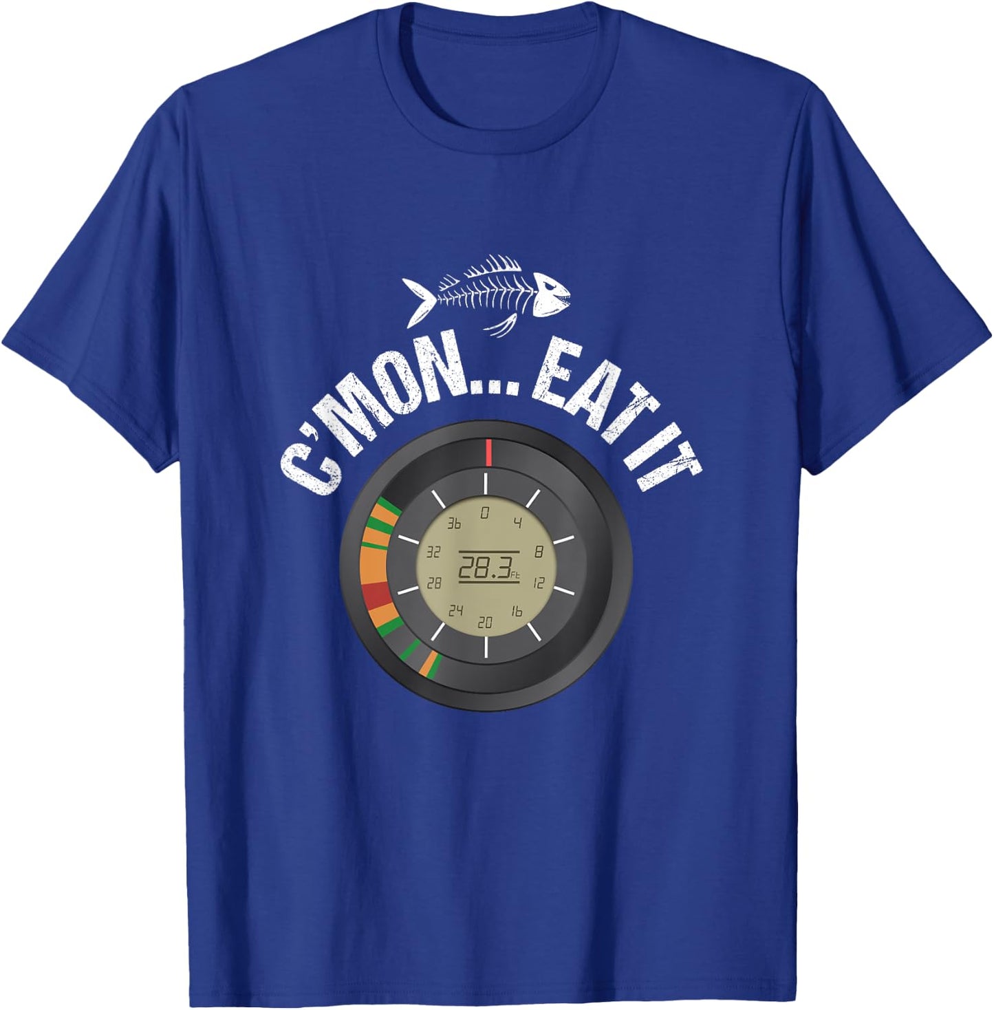 Funny Ice Fishing Flasher Fish Finder Graphic C'mon Eat It T-Shirt - T-Shirt | Royal