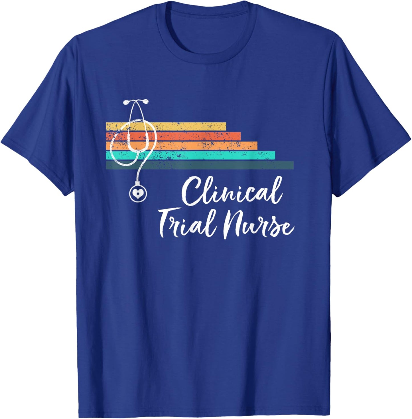 Retro Vintage Medical Stethoscope Clinical Trial Nurse T-Shirt - T-Shirt | Royal