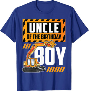 vehicle construction excavator Uncle of the Birthday Boy T-Shirt - T-Shirt | Royal