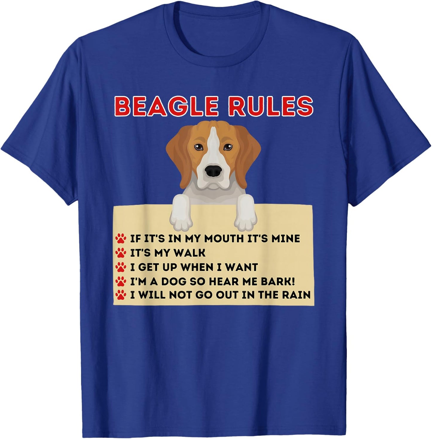 Beagle Rules For Owner - Funny Beagle Dog Lover Pet Owner Men Women Kids T-Shirt - T-Shirt | Royal