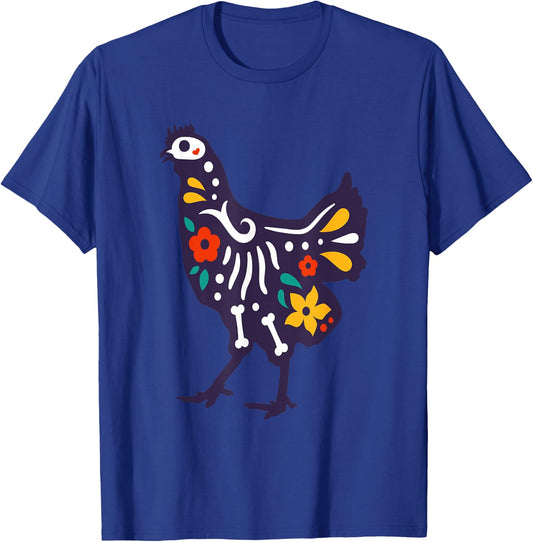 Cute Sugar Skull Day Dead Chicken Colorful Farm Lover T-Shirt - T-Shirt | Royal
