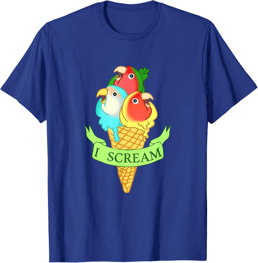 Cute Ice cream Lovebirds , Funny I Scream Parrots T-Shirt - T-Shirt | Royal