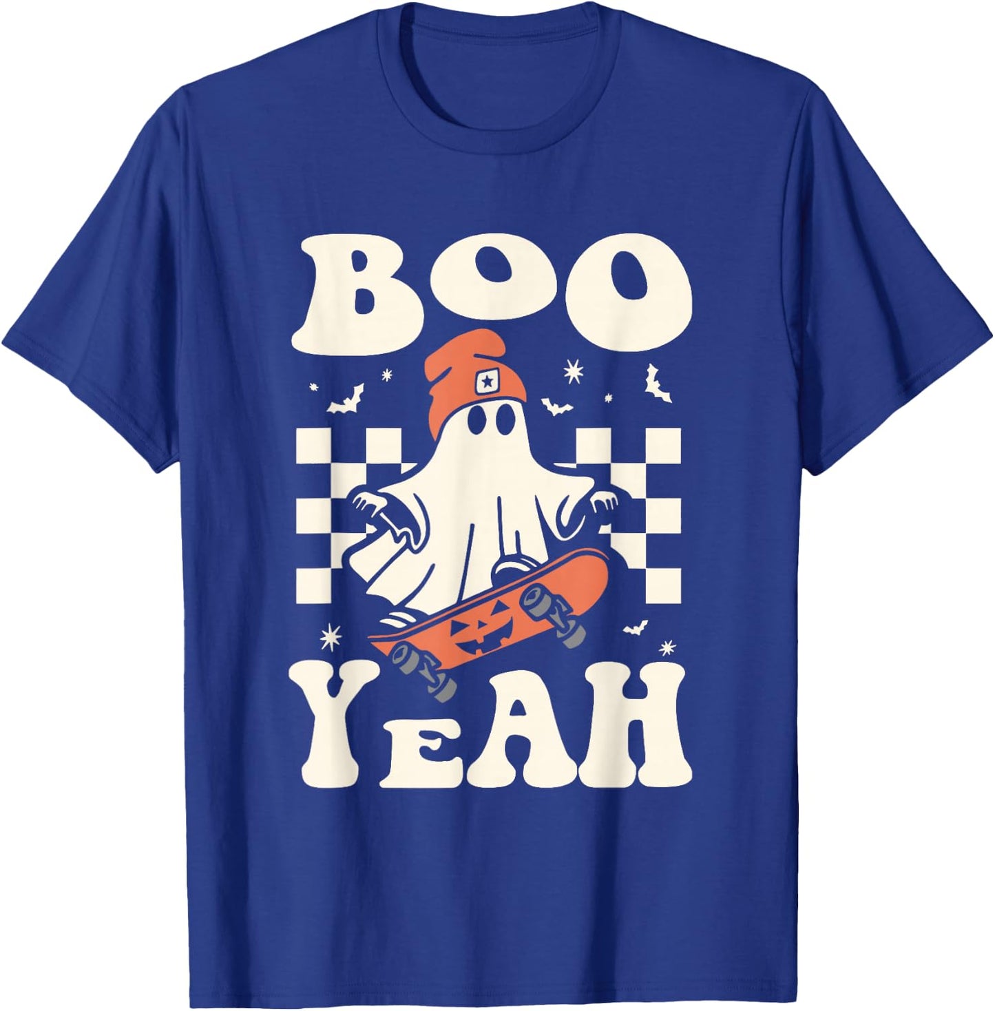 Boo Yeah Halloween Ghost Boys Retro Skateboard Toddler Kids T-Shirt - T-Shirt | Royal