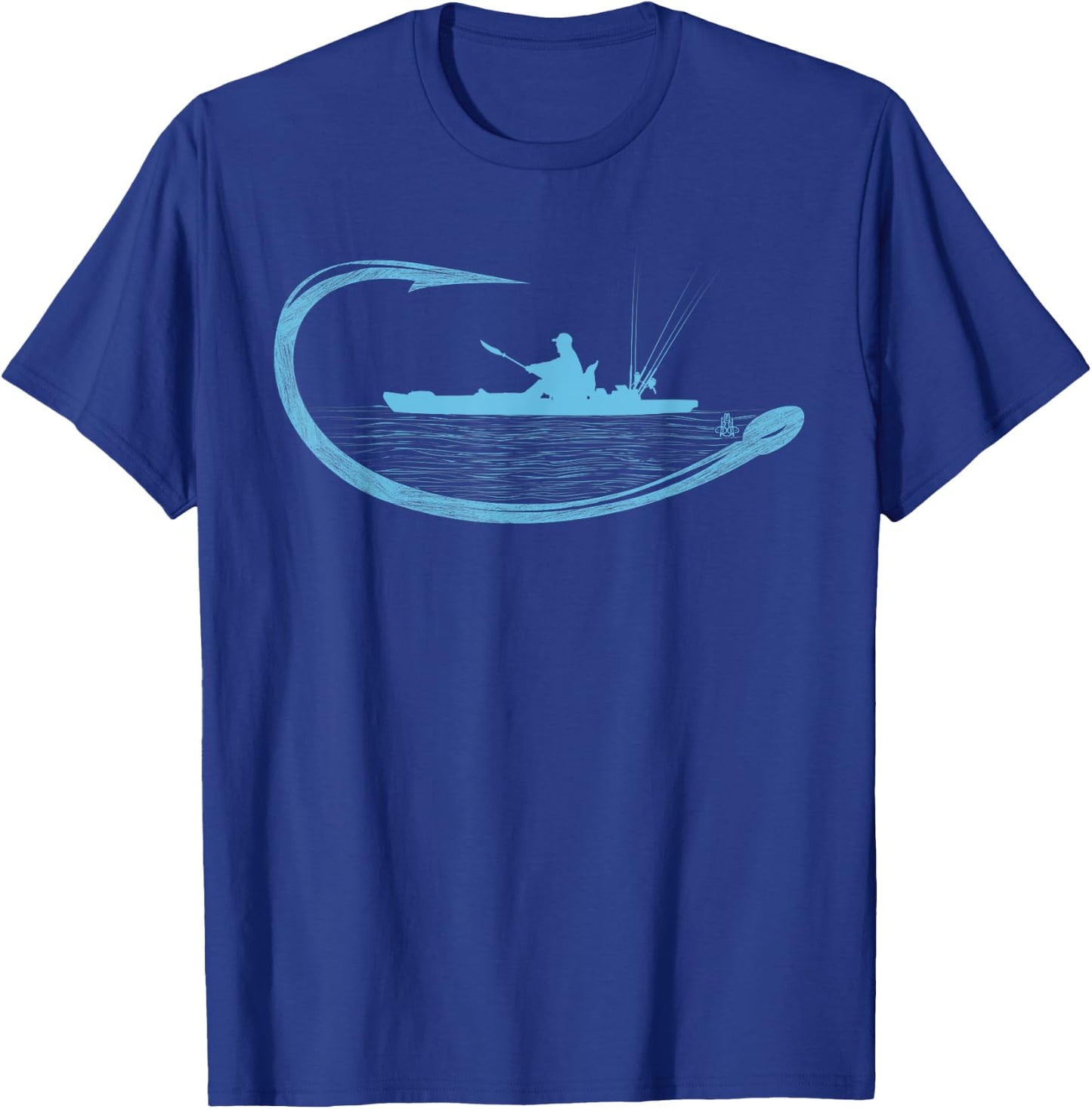Kayak Fisherman Fishing Hook Graphic Kayaker Angling T-Shirt - T-Shirt | Royal