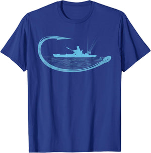 Kayak Fisherman Fishing Hook Graphic Kayaker Angling T-Shirt - T-Shirt | Royal