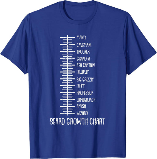 Beard Length Bearded Man Funny Measuring Chart Level Scale T-Shirt - T-Shirt | Royal