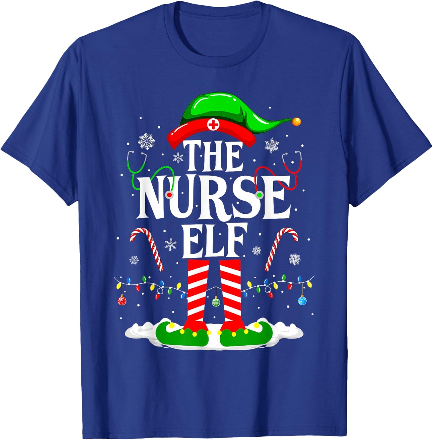 The Nurse Elf Christmas Cute Elf Nursing Christmas Nurse T-Shirt - T-Shirt | Royal