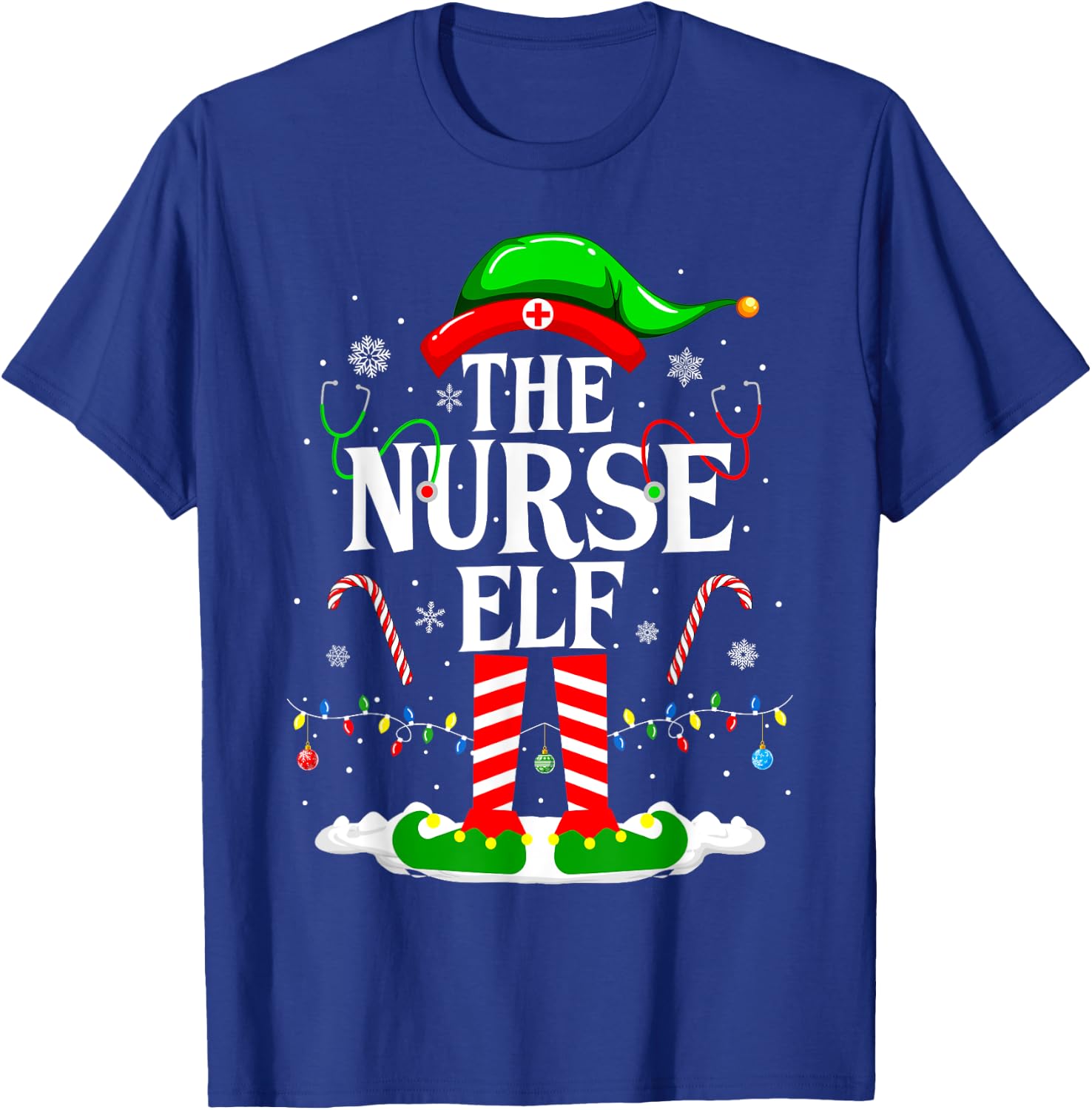 The Nurse Elf Christmas Cute Elf Nursing Christmas Nurse T-Shirt - T-Shirt | Royal
