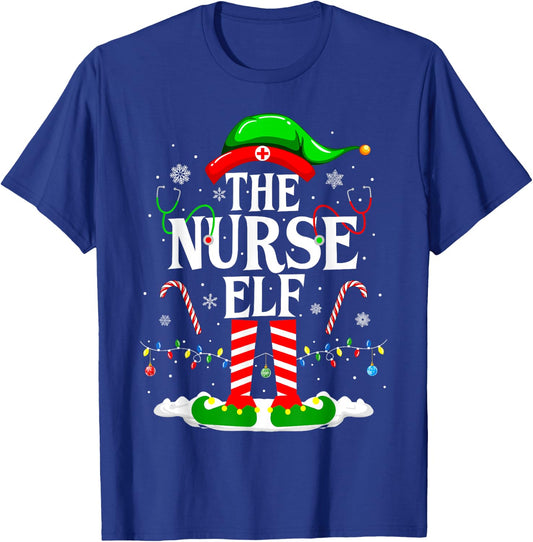 The Nurse Elf Christmas Cute Elf Nursing Christmas Nurse T-Shirt - T-Shirt | Royal