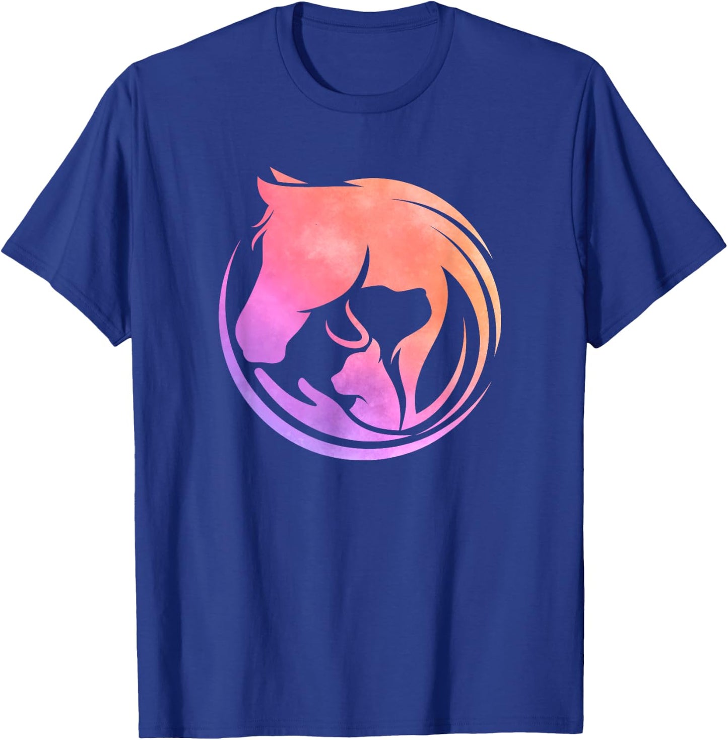 Watercolor Horse Dogs Cats Art Horseback Riding Clothes Gift T-Shirt - T-Shirt | Royal