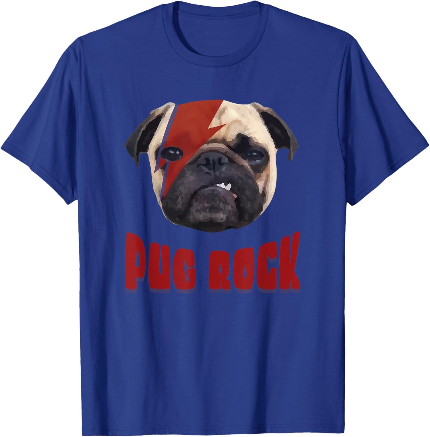 Pug Rock Funny Rockin Glam Dog Pug Face Retro Vintage Women Kids T-Shirt - T-Shirt | Royal