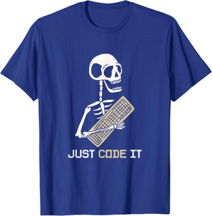 Skeleton Programmer software developer Coder Code It T-Shirt - T-Shirt | Royal