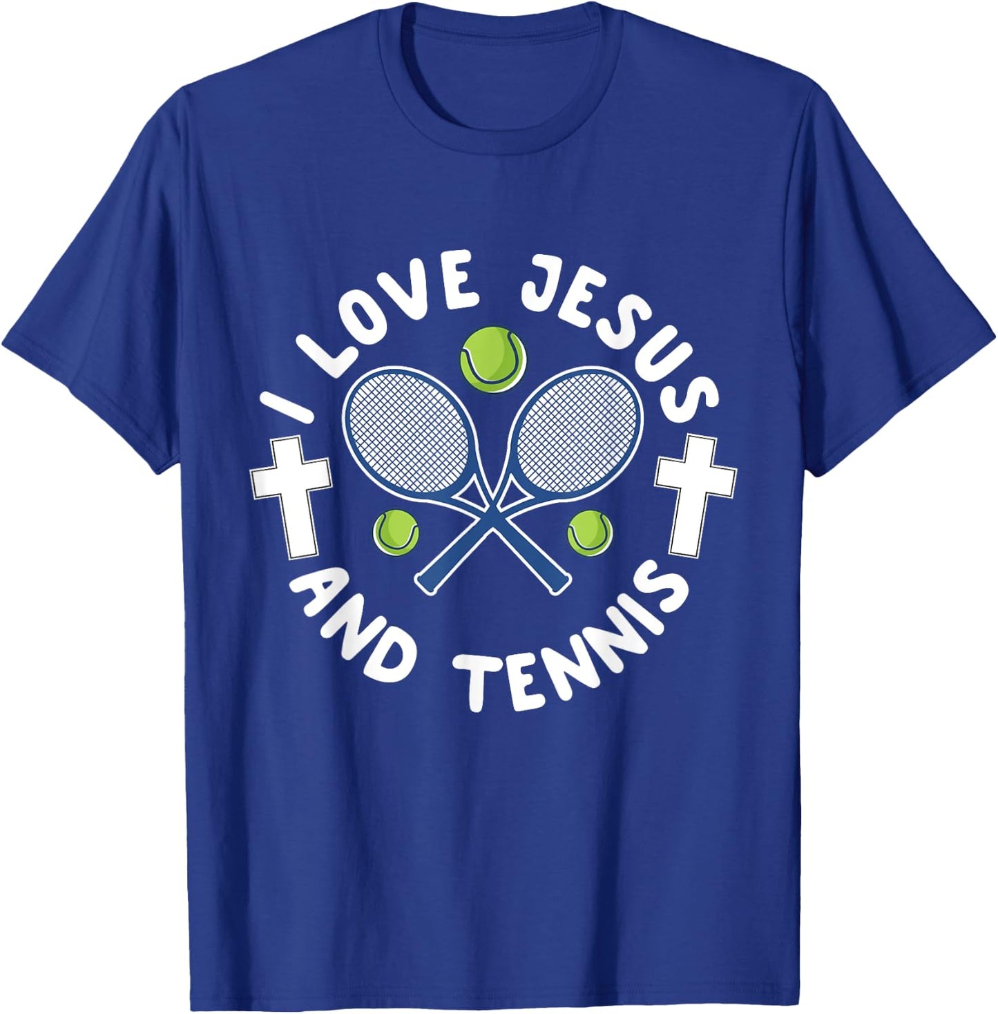 I Love Jesus And Tennis Cool Christian Sports Gift T-Shirt - T-Shirt | Royal