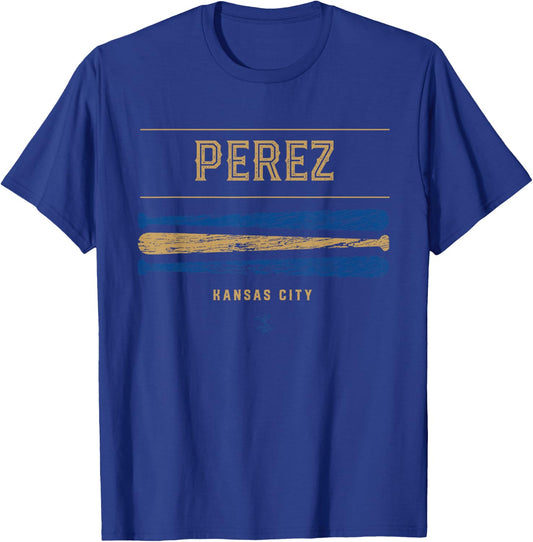 Salvador Perez Vintage Baseball Bat Gameday T-Shirt - T-Shirt | Royal