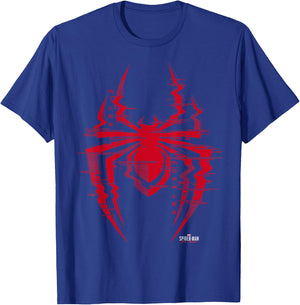 Marvel Spider-Man: Miles Morales Glitch Spider Logo T-Shirt - T-Shirt | Royal