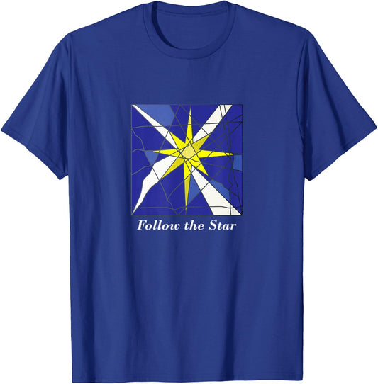 Stained Glass Style Star of Bethlehem Christmas T-Shirt - T-Shirt | Royal