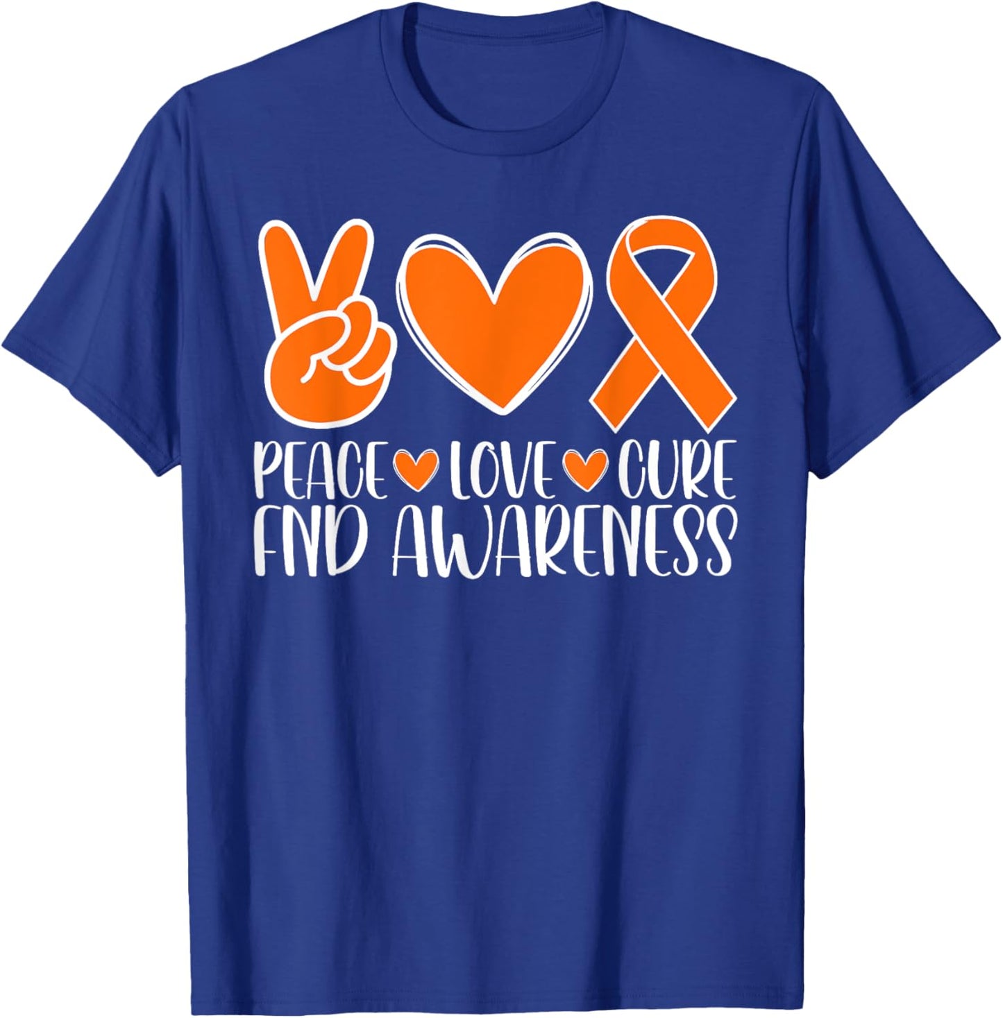 FND Awareness Peace Love Cure T-Shirt - T-Shirt | Royal