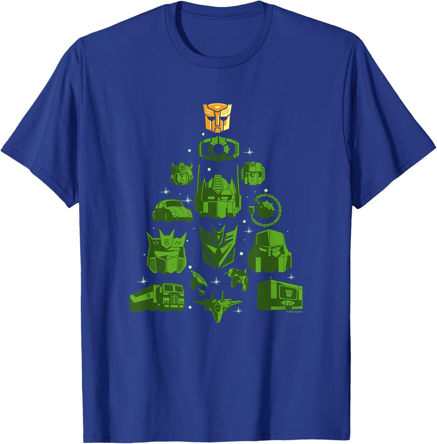 Transformers Christmas Vintage Autobot Christmas Tree Stack T-Shirt - T-Shirt | Royal