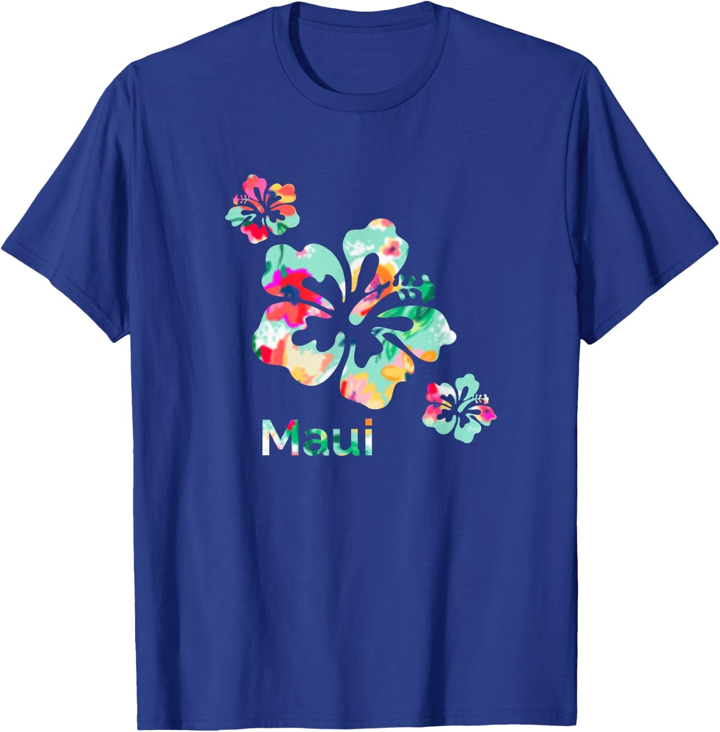 Maui T Shirt Hawaii Islands Hawaiian Hibiscus Flowers Surfer T-Shirt - T-Shirt | Royal