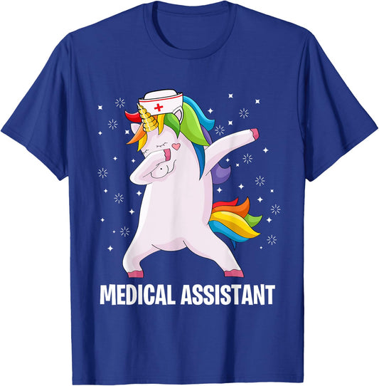 Funny MA Certified Medical Assistant Dabbing Unicorn T-Shirt - T-Shirt | Royal